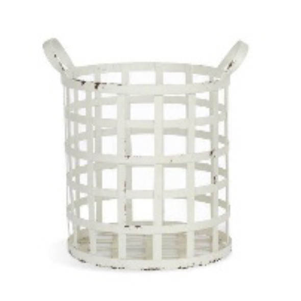 CANDLE HOLDER 7.5X7.5X8 WOVEN WHITE METAL