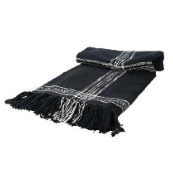 THROW BLANKET 50X60 PLAID WINDOWPANE BLACK/WHITE