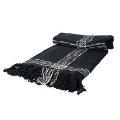 THROW BLANKET 50X60 PLAID WINDOWPANE BLACK/WHITE