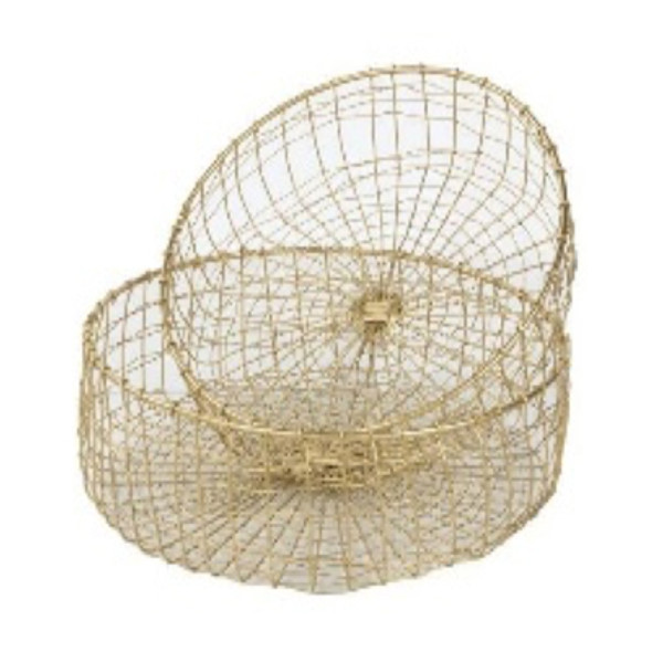 TRAY BOWLS 2PC SET NESTED GOLD WIRE.METAL