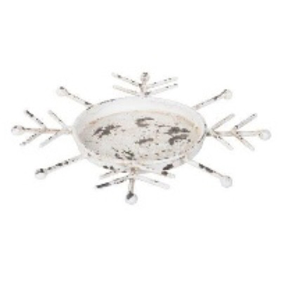 CANDLE DISH 15X1 SNOWFLAKE