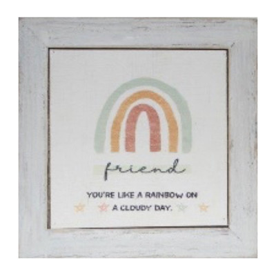 BOX SIGN 6X6 FRIEND RAINBOW ON A CLOUDY DAY