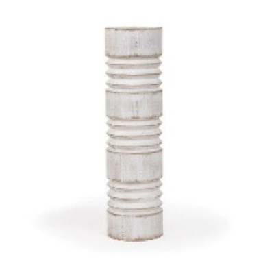 VASE 3.75X3.75X13.75 RING TURNED PINE WHITE