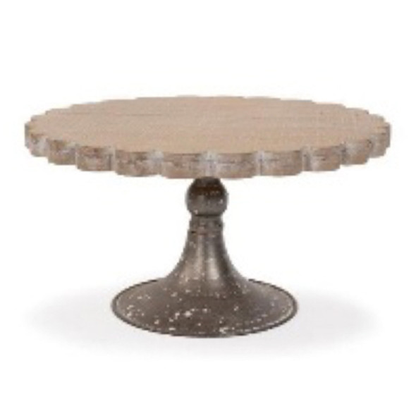 PEDESTAL 11.75X11.75X6.25 STAND SCALLOPED WOOD