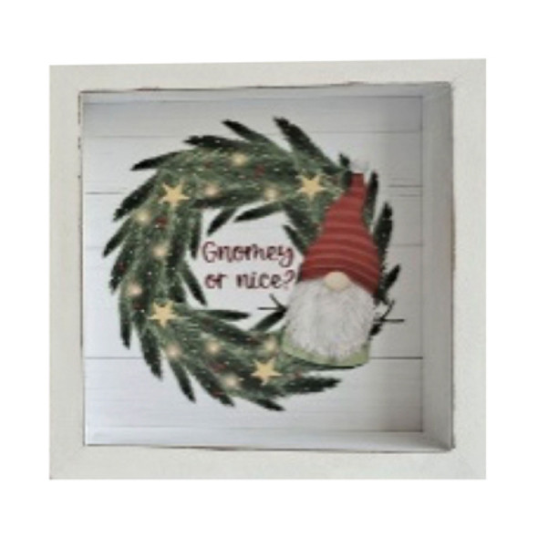 BOX SIGN 8X8 GNOMEY OR NICE WREATH