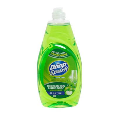 DISH DETERGENT LIQUID SOAP 24OZ APPLE ESSENCE CLEAN&GREEN DEEP SPARK