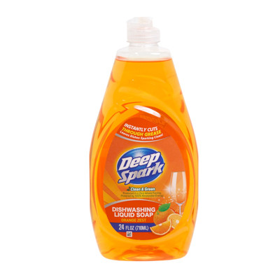 DISH DETERGENT LIQUID SOAP 24OZ ORANGE ZEST CLEAN&GREEN DEEP SPARK