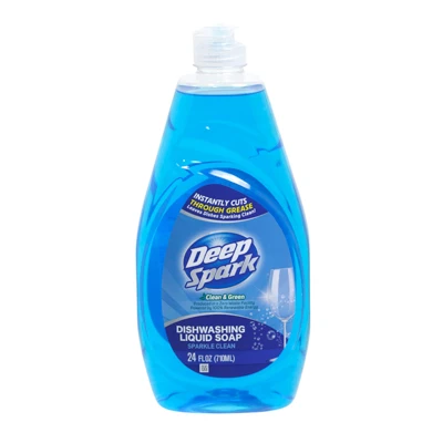 DISH DETERGENT LIQUID SOAP 24OZ SPARKLE CLEAN&GREEN DEEP SPARK