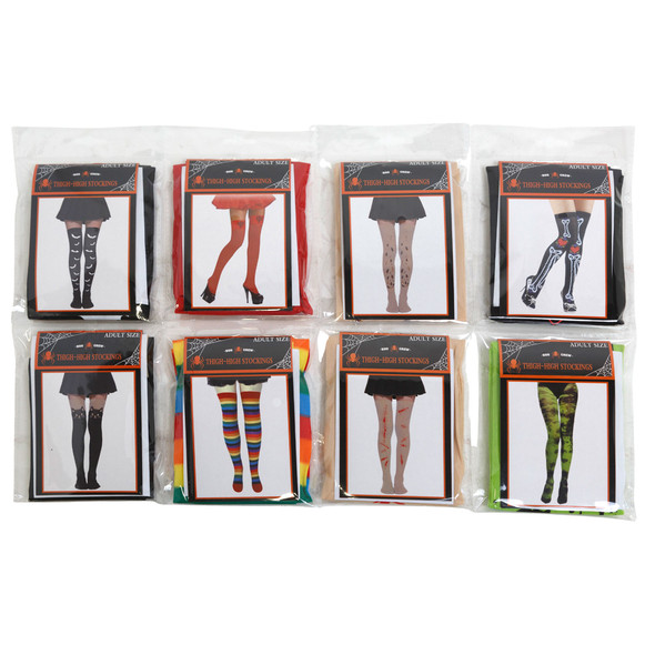COSTUME THIGH-HIGH STOCKINGS ADULT CHARACTER DRESSUP 8AST/OPPBAG W/INSERT & HANGER