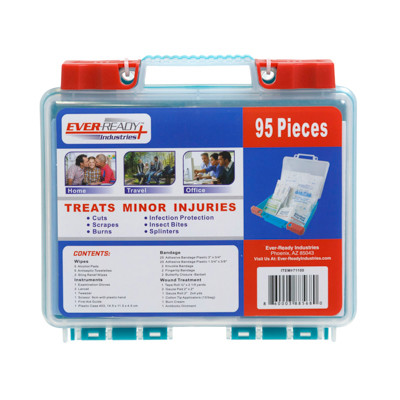 FIRST AID 95PC KIT PLASTIC CONTAINER EVERREADY