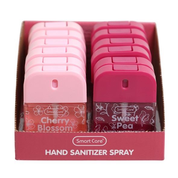 HAND SANITIZER SPRAY 1OZ SCENTED 12PC TRAY PACK SWEET PEA & CHERRY BLOSSOM
