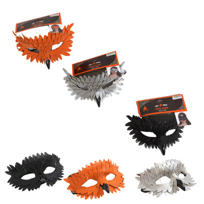 BIRD MASK W/DELUXE SOFT TOUCH MATERIAL ADULT SIZE BLACK/SILVER/ORANGE/HEADER