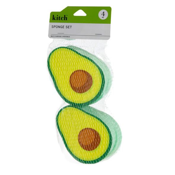 SPONGES 4PC SET AVACADO KITCH PEGGABLE