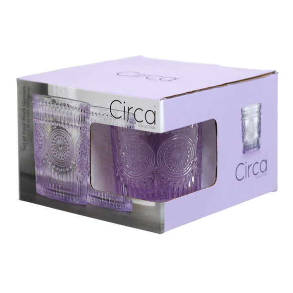 GLASSWARE 10OZ 4PC SET DOF CIRCA LAVENDER