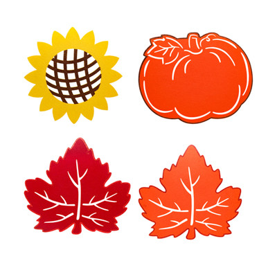 CUTOUTS FELT HARVEST W/GLITTER TRIM 4AST LEAF/PUMPKIN/SUNFLOWER HARVEST/HT