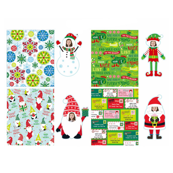 GIFT BAG XMAS LARGE W/PHOTO GIFT TAG 10X12.5X5IN 4AST PAPER/UPC LABEL