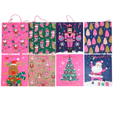 GIFT BAG CHRISTMAS LARGE 10X12X4.7IN BRIGHTS 8AST UPC/LABEL
