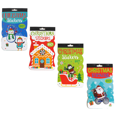 STICKER BOOK CHRISTMAS 5PG 80CT 4AST IN 48PC PDQ