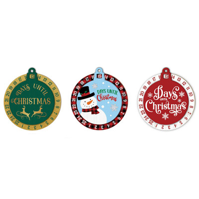 COUNTDOWN CALENDAR MDF WALL PLAQUE ROTATABLE NUMBERS 11.8 X 13IN 3AST/XMAS MDF/LABEL