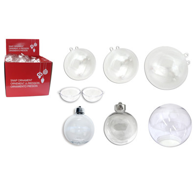 ORNAMENT CLEAR DIY CRAFT FILLABLE 6AST 2.75-3.94IN/48PC PDQ TOP FILL/SIDE FILL/SNOW GLOBE