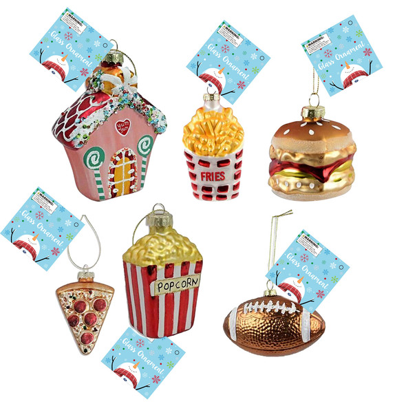 ORNAMENT GLASS 6AST NOVELTY SHAPES XMAS/HDR