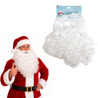SANTA BEARD 13X10IN W/ REALISTIC CURLY WHITE HAIR XMAS/TCD