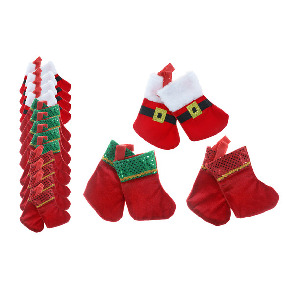 MINI STOCKING 2PK VELVET SANTA BELT OR ELF CUFF 7.5INL ON 12PC PRELOADED MSDGSTRIP/JHOOK/HT