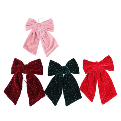 BOW DELUXE VELVET PUFFY W/GOLD DOTS 6X9IN 4AST COLORS ON XM/TCD