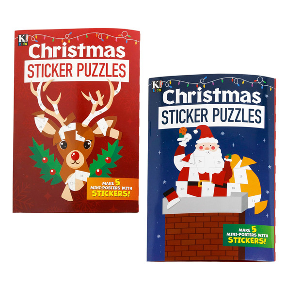 CHRISTMAS STICKER PUZZLES 2 ASSORTED IN 3 CELL FLOOR DISPLAY