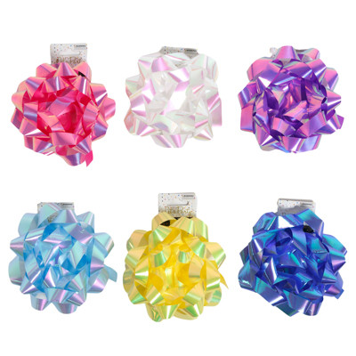 GIFT BOW JUMBO 6IN STAR 6AST COLORS