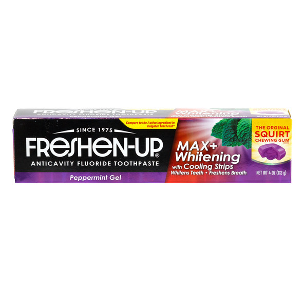 FRESHEN-UP TOOTHPASTE 4OZ PEPPERMINT GEL MAX PLUS WHITENING EXPIRE AUGUST 2027