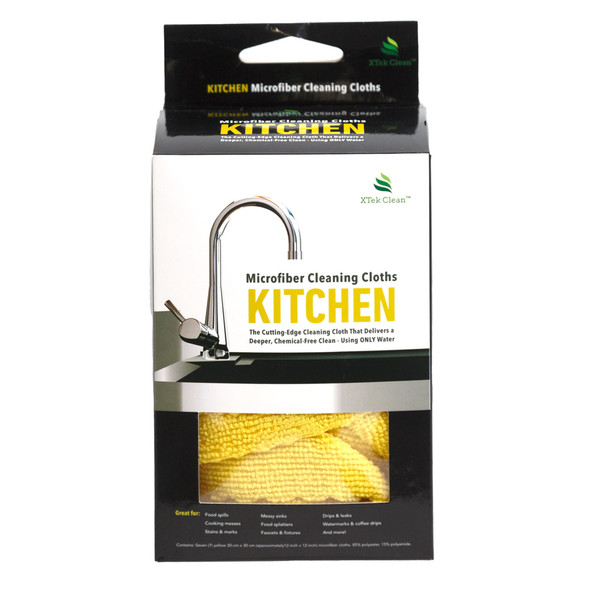 XTEK CLEAN KITCHEN MICROFIBER CLEANING CLOTHS 7PC YELLOW REF #XT1002