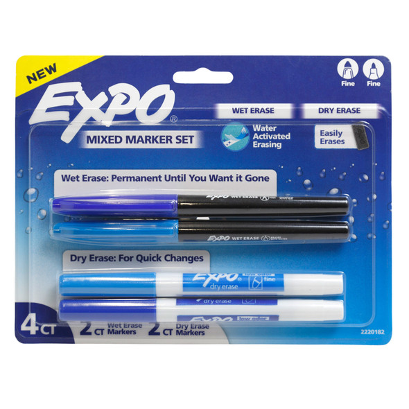 EXPO MIXED MARKER SET 4PK WET ERASE/DRY ERASE *5.99*