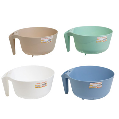 COLANDER WITH HANDLE 4 ASSORTED COLORS BLUE GREEN BEIGE WHITE
