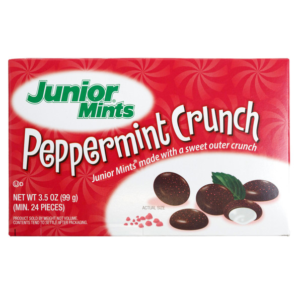 JUNIOR MINTS REPPERMINT CRUNCH 3.5 OZ BOX IN COUNTER DISPLAY