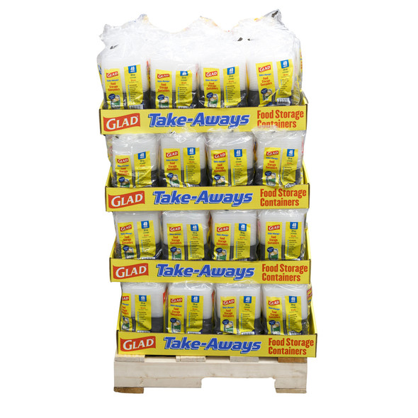 GLAD FOOD STORAGE CONTAINERS REUSABLE 40-40PC, 28OZ DIVIDED QUARTER PALLET DISPLAY