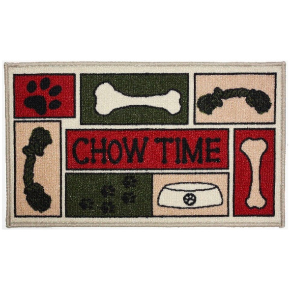 DOORMAT 18X30 CHOW TIME PRINTED NYLON RECYLED LEATHER