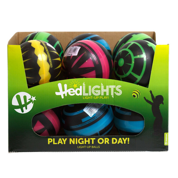BALL 4IN LIGHT UP BLACKOUT 4ASSORTED COLORS IN 12PC PDQ