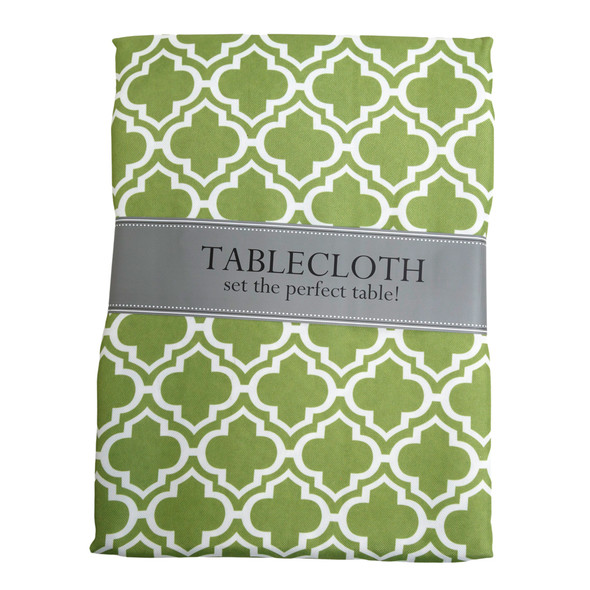 TABLECLOTH  60X120 W/ZIPPER GREEN LATTICE INDOOR/OUTDOOR WATER/STAIN RESISTANT 100%POLYESTER