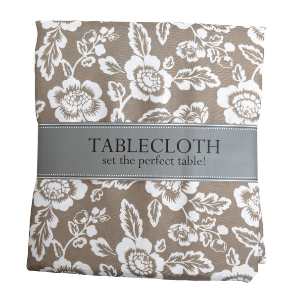 TABLECLOTH 60X84 W/ZIPPER STONE FLORAL PRINT OUTDOOR MACHINE WATER/STAIN RESISTANT 100%POLYESTER
