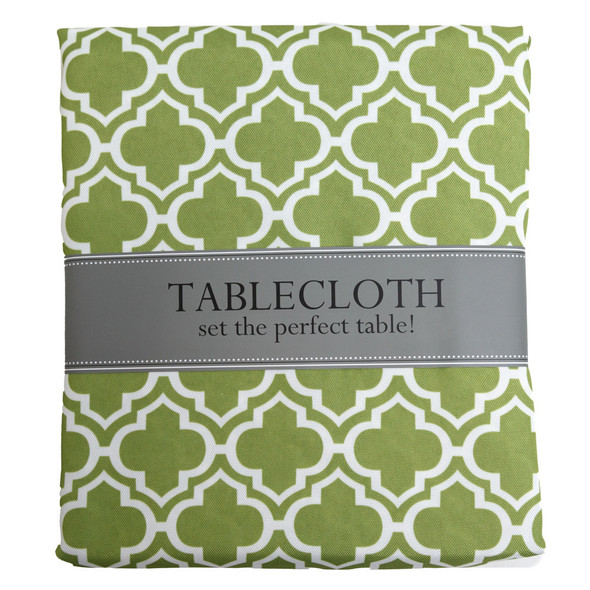 TABLECLOTH 60X84 W/ZIPPER GREEN LATTICE INDOOR/OUTDOOR WATER/STAIN RESISTANT 100%POLYESTER