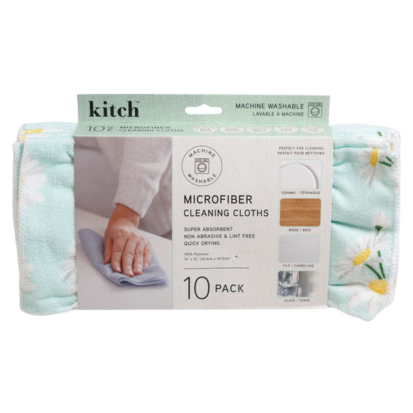 MICROFIBER CLOTH 10PC SET 12X12 DAISY BLUE PEGGABLE KITCH