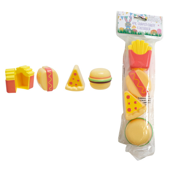 EASTER CANDY CONTAINER 4PC FAST FOOD SHAPE 2.36IN/PBH