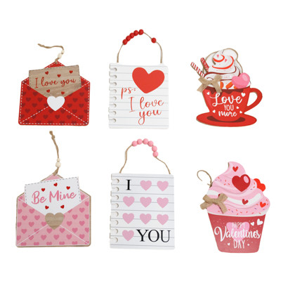HANGING DECOR VALENTINE MDF WALL PLAQUE 6AST/VAL LABEL
