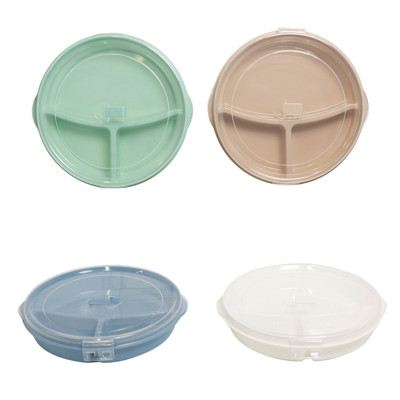 PLATE 3 SEC W/LID, SNAPS + VENT 4 COLOR BOTTOMS CLEAR LID