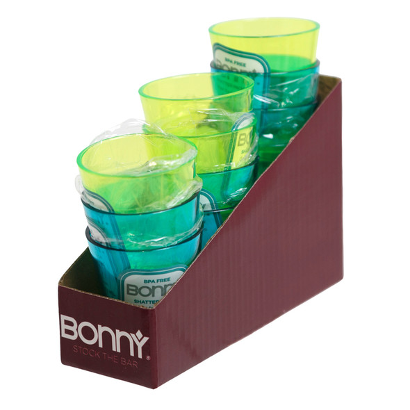 SHOT GLASS 2.1OZ SHATTER PROOF BONNY 4-12PC DISPLAY