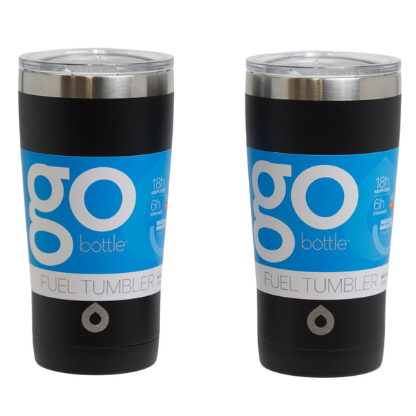 TUMBLER 20OZ 2PC SET BLACK GOBOTTLE VACUUM INSUATED STAINLESS STEEL