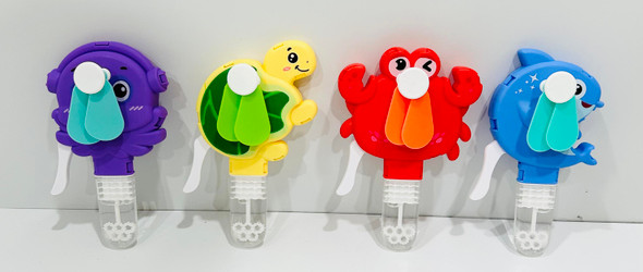 FAN BUBBLE HAND FAN OCEAN ANIMAL 4AST 24PC PDQ/MANUAL PRESS