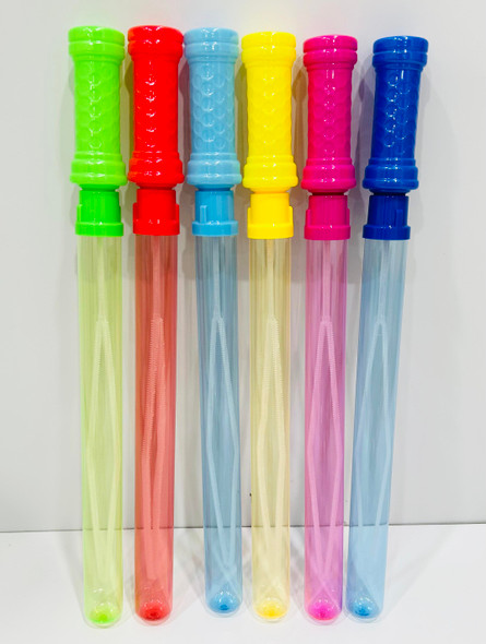 BUBBLE WAND 15IN W/NEW HANDLE 6AST COLORS IN 24PC PDQ