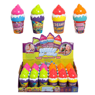 BUBBLES ICE CREAM CONE NO-SPILL 40ML/4AST IN 24PC PDQ